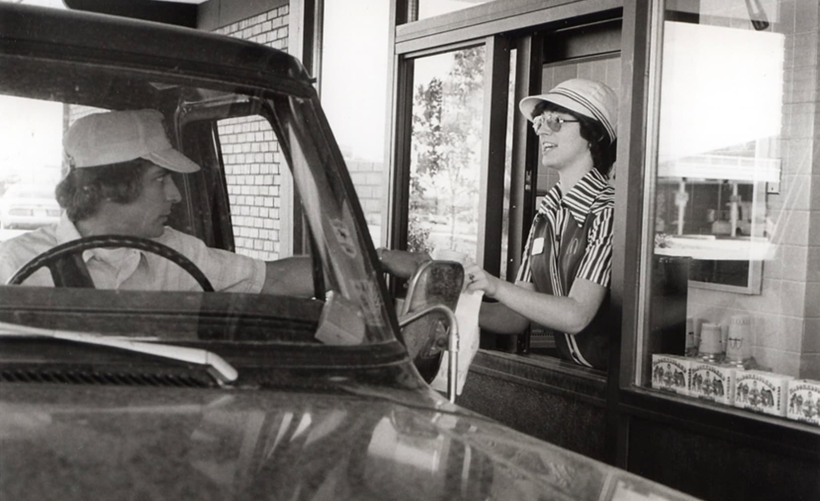 Considering these soldiers were not allowed to step out of their cars if they were in their uniforms while off base, the drive-thru allowed soldiers to get their Maccas fix without peeving their commanders.